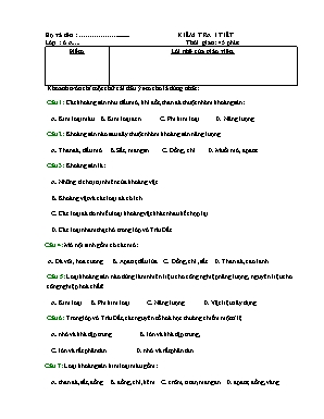 Bài kiểm tra 45 phút môn Địa lý Lớp 6